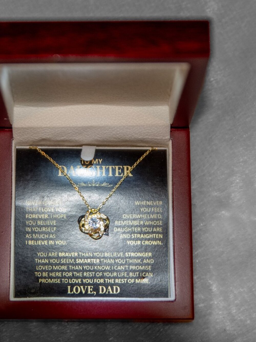 Daughter Necklace From Dad 18k Yellow Gold Finish Luxury Wood Mahogany Lighted B